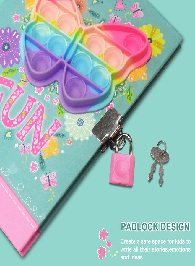 GINMLYDA Pop Girls Diary with Lock and Invisible Ink Double-end Pen, 7.5x5.4 Inch 160 Lined Page Fidget Butterfly Girl Journal for Kids Secret Notebook Pen Set Birthday Gifts for Girls 5 6 7 8 9 10 Years Old - Image 5